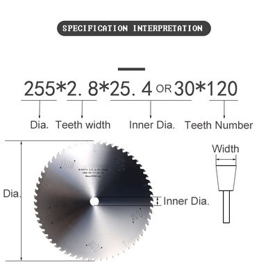 2-5 mm de espessura Dentes de carburo de alumínio TCT Lâmina de serra circular com revestimento de Zinco